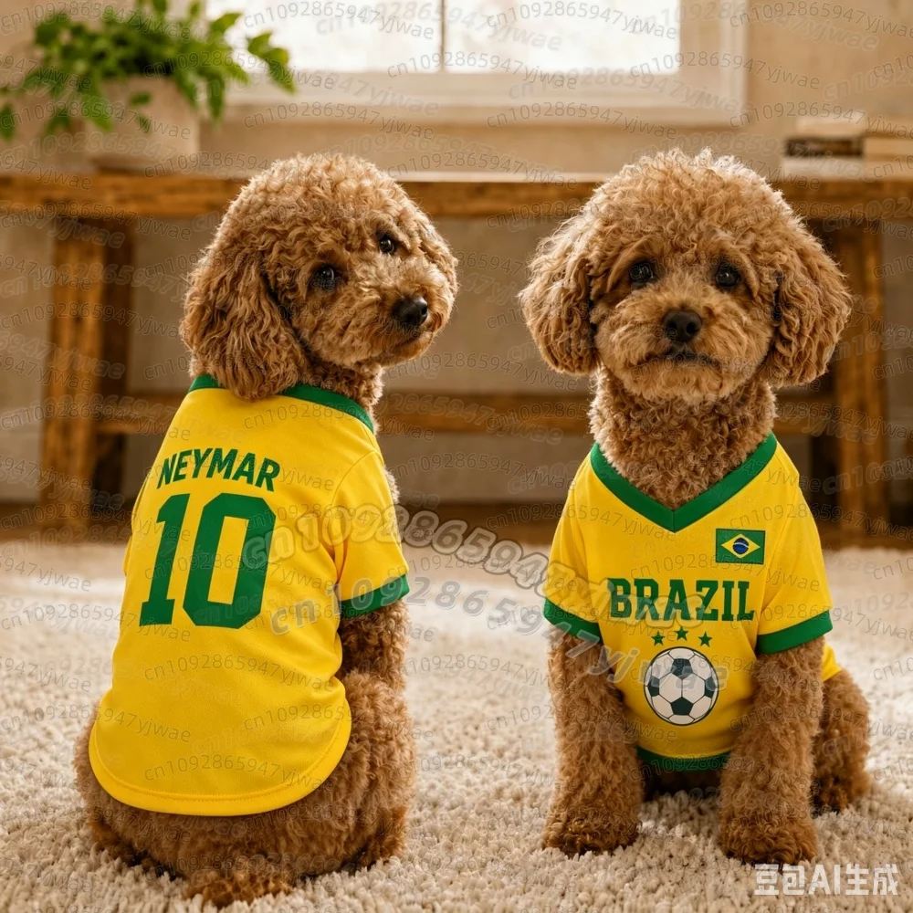 2026 Katzen- und Hunde-Fußballtrikot BRASILIEN Flaggen-Print NEYMAR Nr. 10 große Hunde-Basketball-Trikots, Welpen-T-Shirts, Haustier-Katzen-Shirts – Detail 5