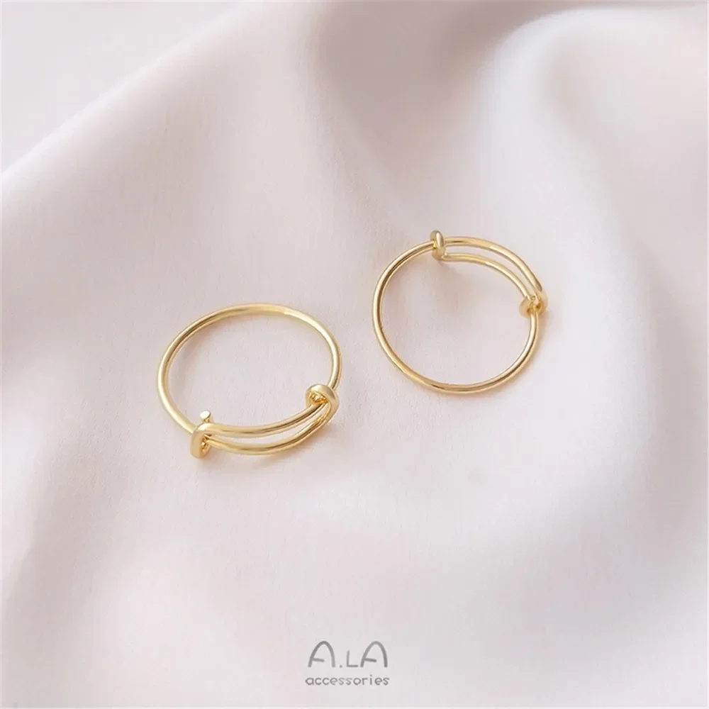 14K gold color DIY ring hand-wound adjustable ring plated with real gold jewelry material accessories