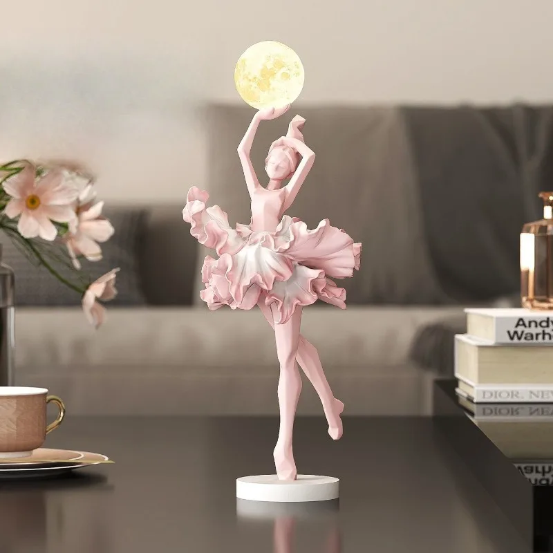 Luxury Style Figurines Ballet Theme Sculpture Warm Soft Night Light Ornament Indoor Home Entry Living Room Decoration Crafts
