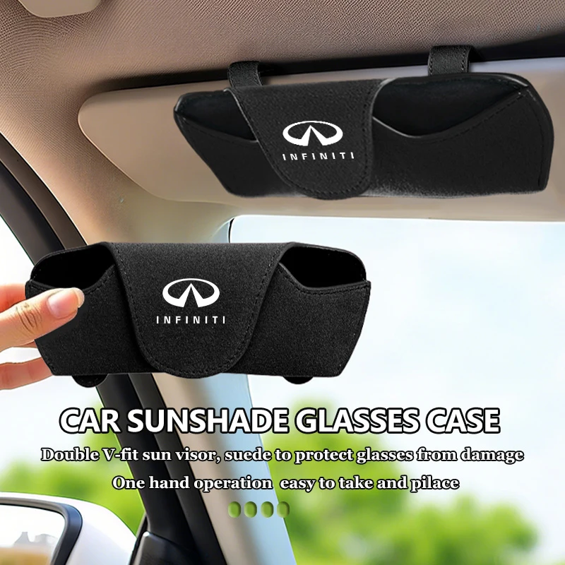Замшевый автомобильный чехол для очков, солнцезащитный козырек, держатель для очков, магнитные зажимы для Infiniti FX35 QX60 QX70 QX80 QX50 QX30 Q70L Q60 Q50 Q60S Q30