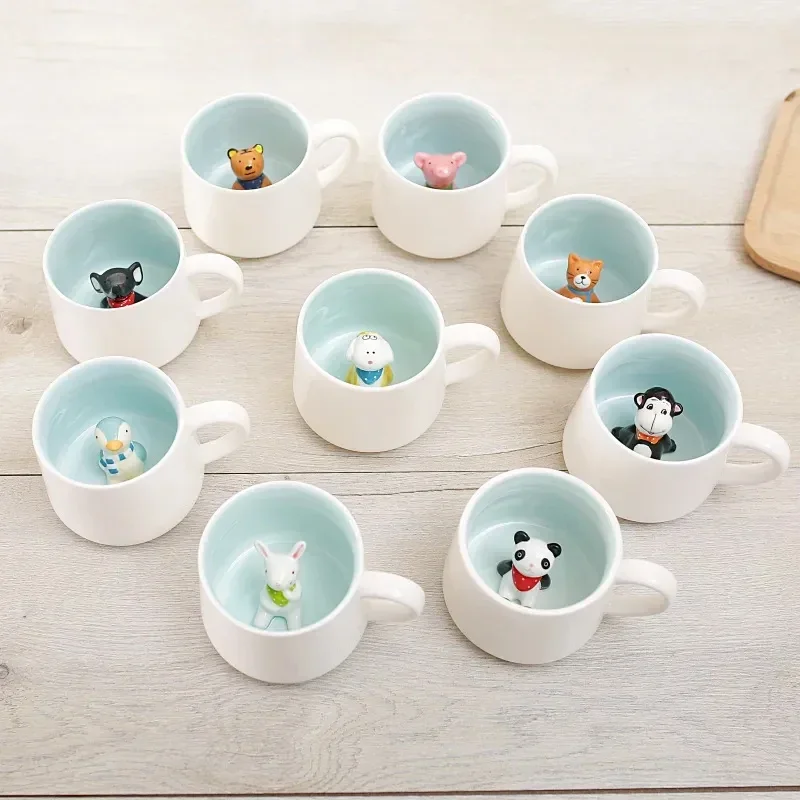 

400ML Ceramic Mugs Creative Cute Cartoon Stereo Animal Milk Coffee Cups Couple Cups of Household Drinking Water Supplies Hamtaro