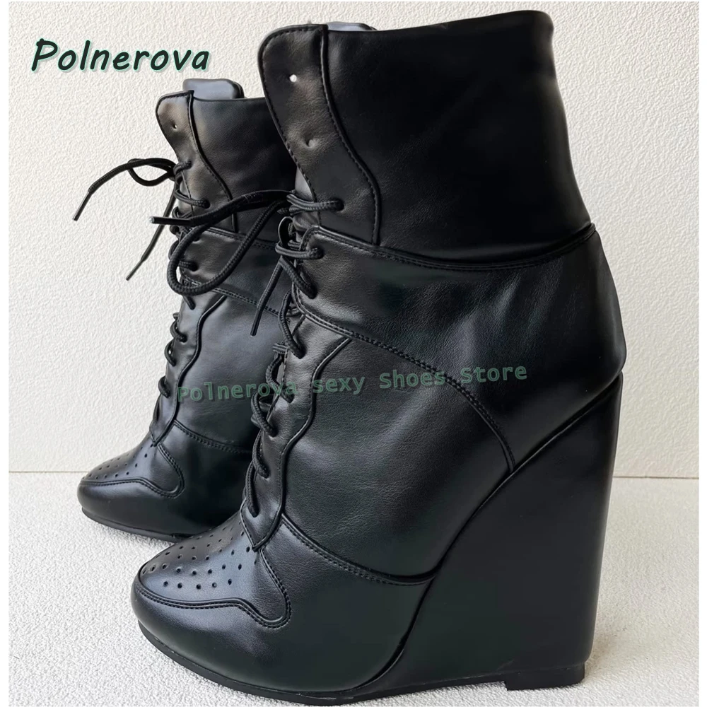 Cross Tied Wedge Mid-Calf Boot - Women'S Shoes Trending 2025 ulasan dan harga