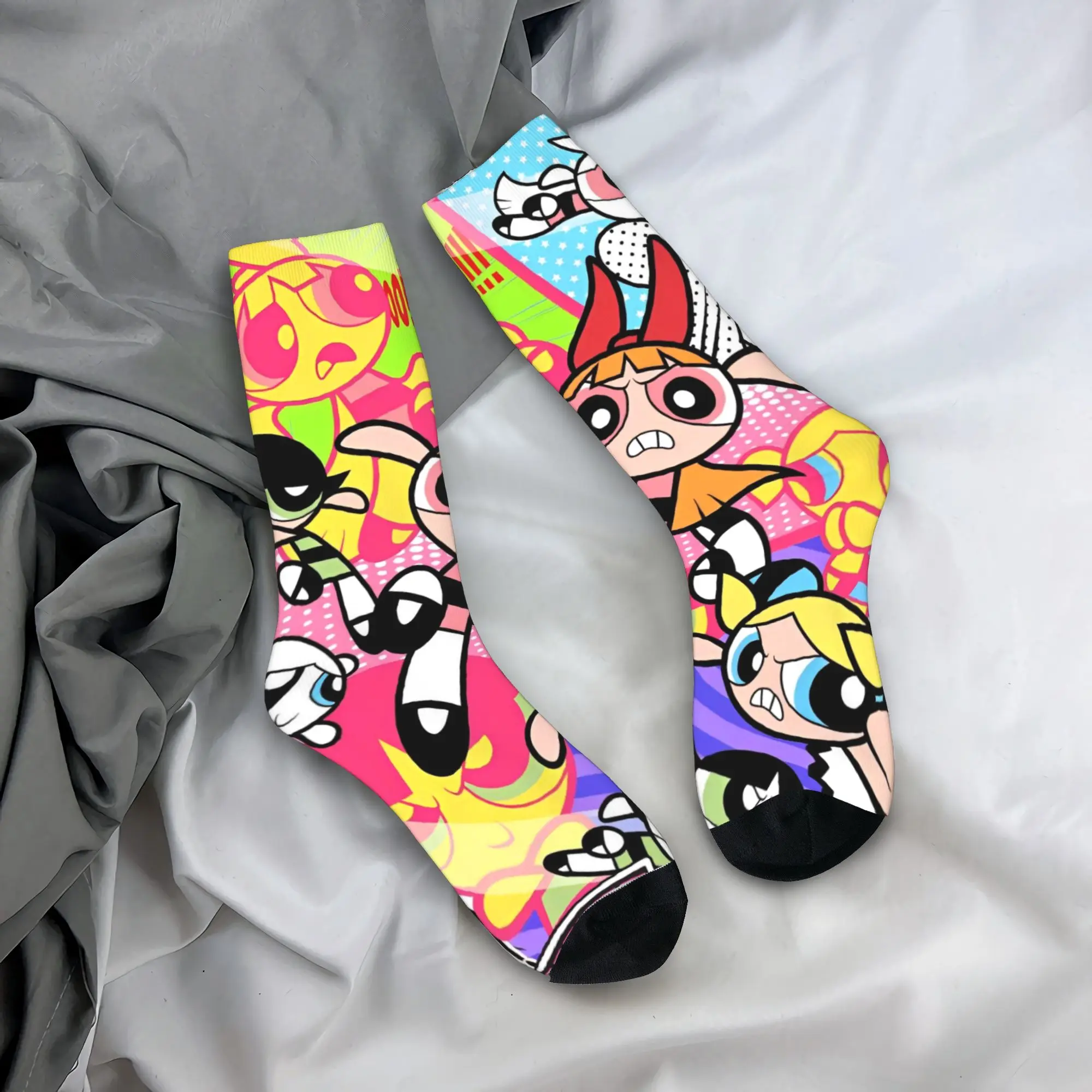 Powerpuffs Girls Socks  Pattern Stockings Non-Slip Adults Men Socks Breathable Autumn Gothic Skateboard Socks