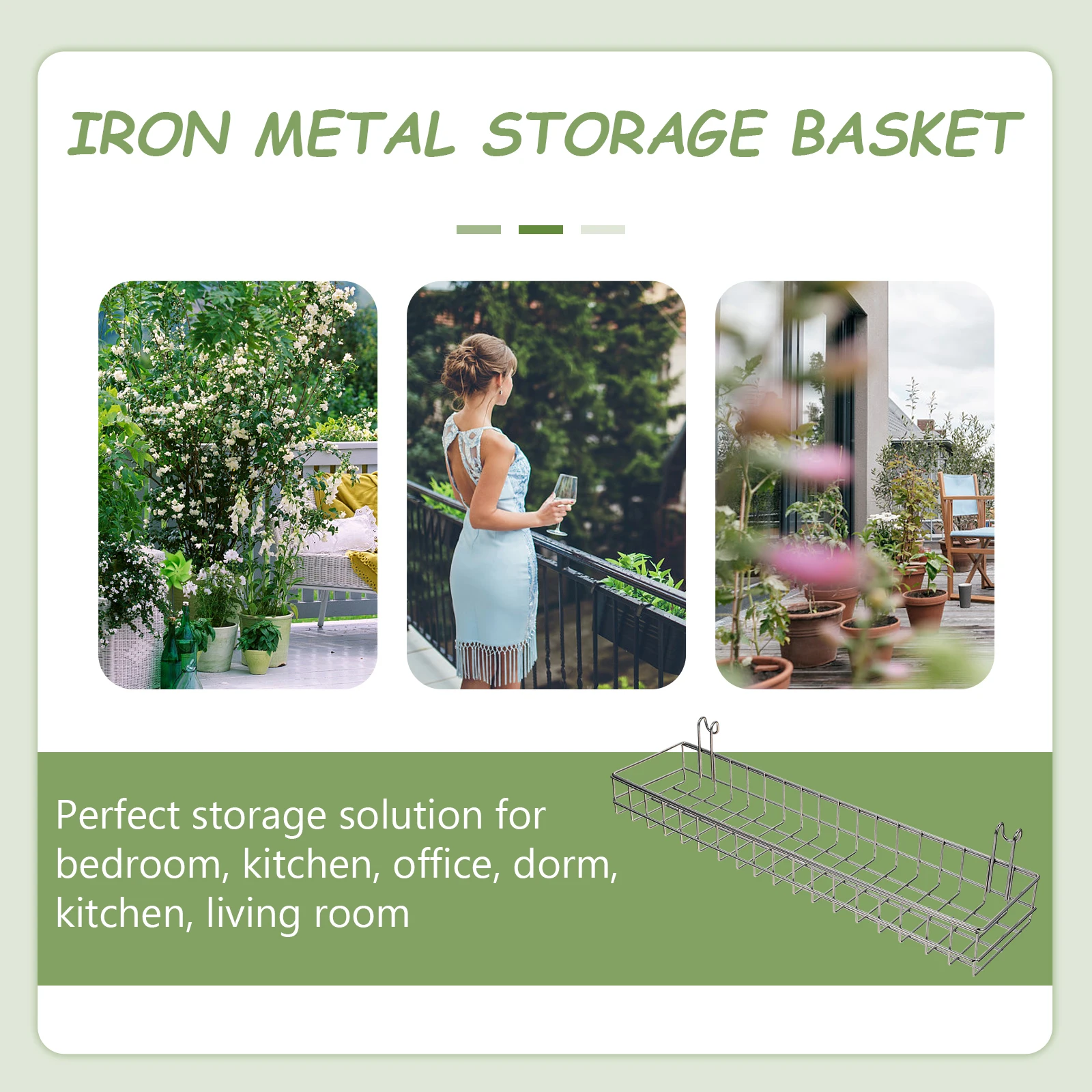 

Hanging Storage Basket Iron Metal Household Organizer Large Capacity Bedroom Kitchen Office Stackable Fruits Stationery