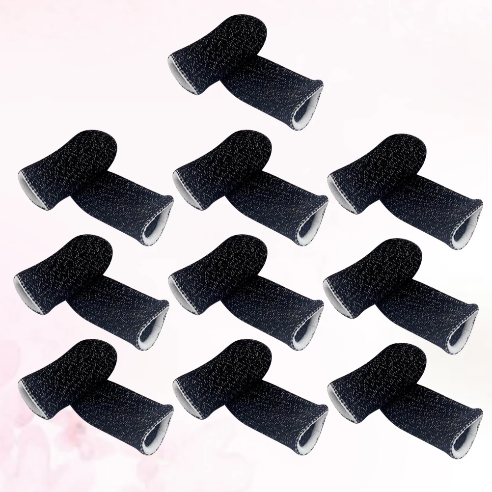 

10 pcs Anti-Sweat Finger Covers Conductive Fiber Thumb Sleeves Oil-Proof Breathable Game Enhancer Touch Sensitive Screen
