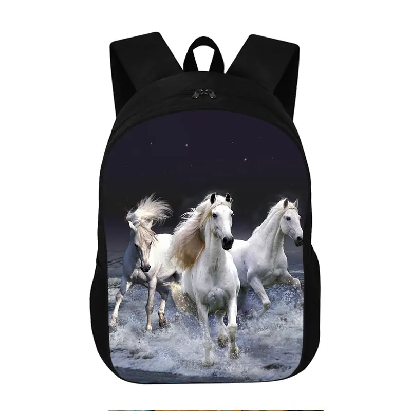 Mochila con estampado de caballo para adolescentes, morral escolar con bonito unicornio, regalo para niños y niñas