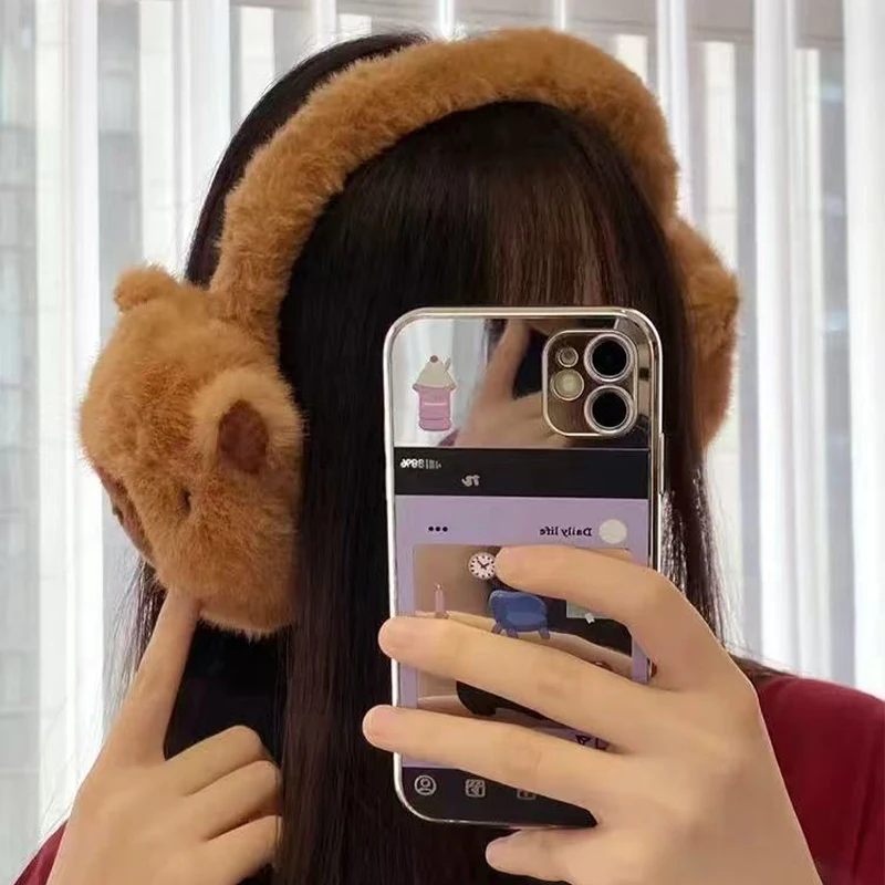 Милые наушники-капибалы, плюшевые складные наушники с рисунком дельфина для защиты от холода, теплые женские наушники, беруши, защита от холода