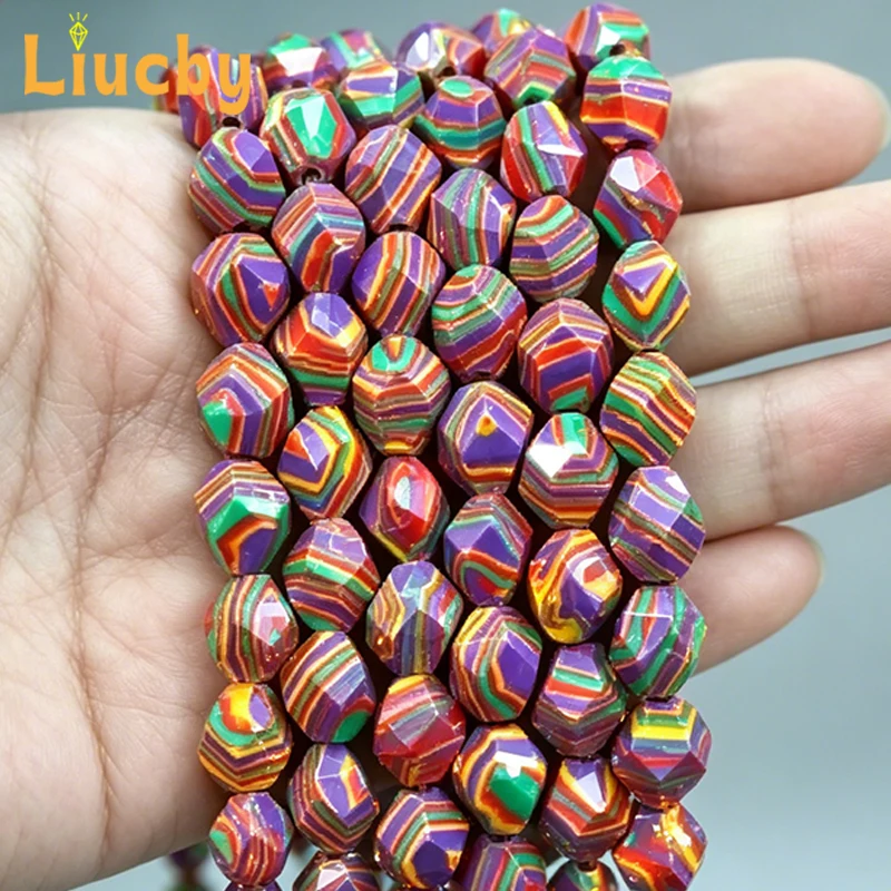 Rote Malachit-Facettenperlen, bunte lose Edelsteinperlen für die Schmuckherstellung, Armband, Halskette, 6mm 8mm 10mm, 15-Zoll-Stränge – Detail 4