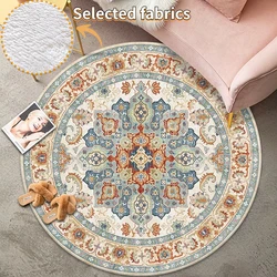 Vintage Bohemian Round Carpet Soft Decoration Bedroom Mat Ethnic Style Computer Chair Rug Washable Non-slip Coffee Tables