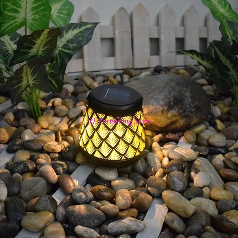 

A9LB Solar Lantern Outdoor Light Metal Decorative Stake Garden Lights Waterproof Table Lamp for Patio Yard Decor
