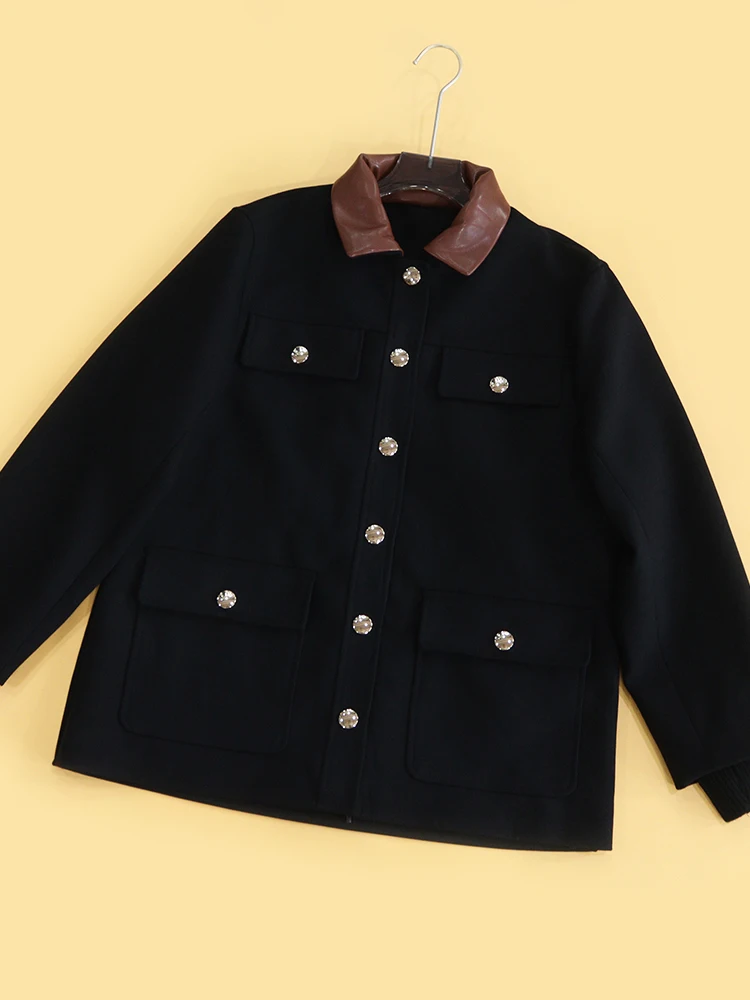 เสื้อโค้ทยาวทรงหลวมสำหรับผู้หญิง Heidd M Home คอลเลคชั่นฤดูใบไม้ร่วง-ฤดูหนาว 2025 สีสันหลากหลาย แต่งปกแบบ Patchwork พร้อมเชือกผูกเอว สไตล์ Neutral แขนยาว