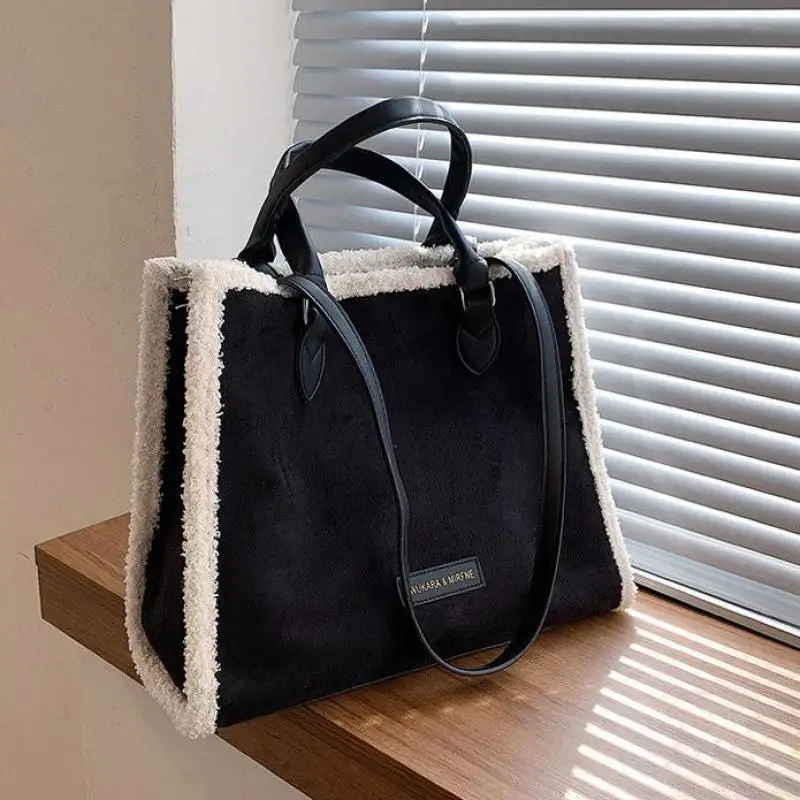 Winter Women\'s Suede Shoulder Bag Purses and Handbags Luxury Designer 2021 High Quality Stitching Plush Female Handbag Sac Bolso