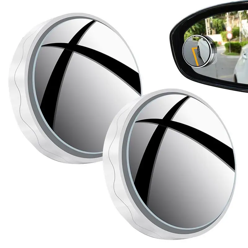 2PCS Blind Spot Car Mirror 1 Pair 360 Degree Adjustment Rear View Mirror Suction Cup Round Shaped Blind Spot Mirrors For Cars