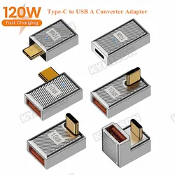 Type C to USB 3.1 10Gbps OTG Adapter USB C Male to USB A Female Data Converter 120W Fast Charging for MacBook Pro Samsung Xiaomi