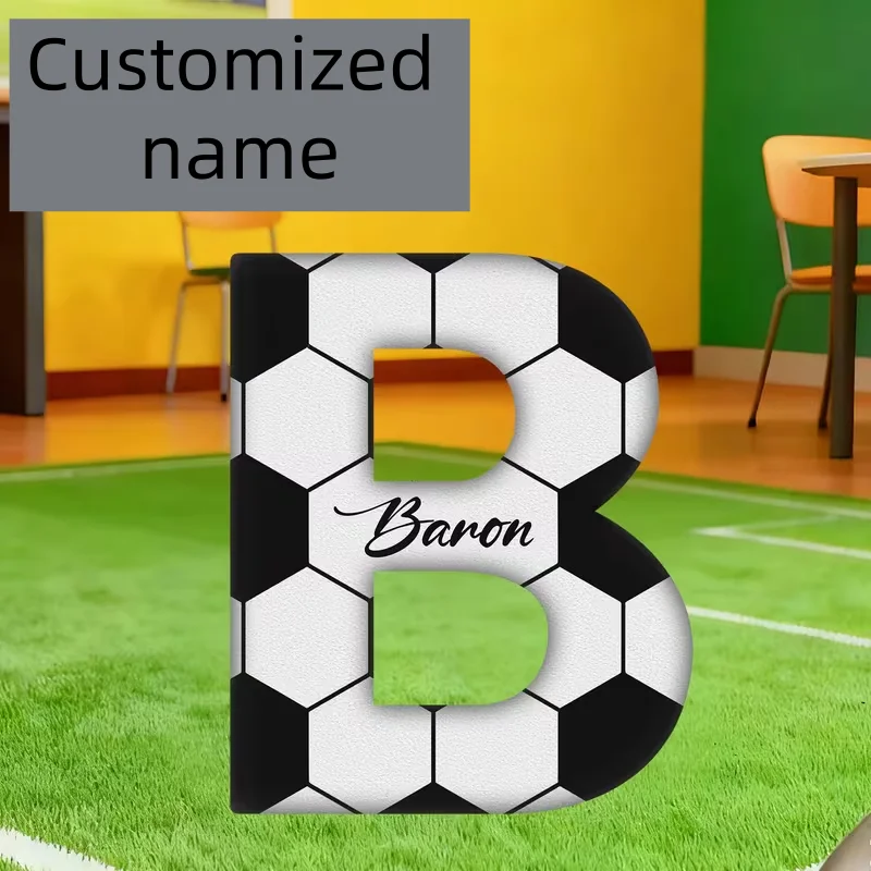 Soccer Football Letter Pillow, Personalized Name Custom Pillow, 3D Alphabet Cushion Decor, Gift for Fans Boyfriend Kids