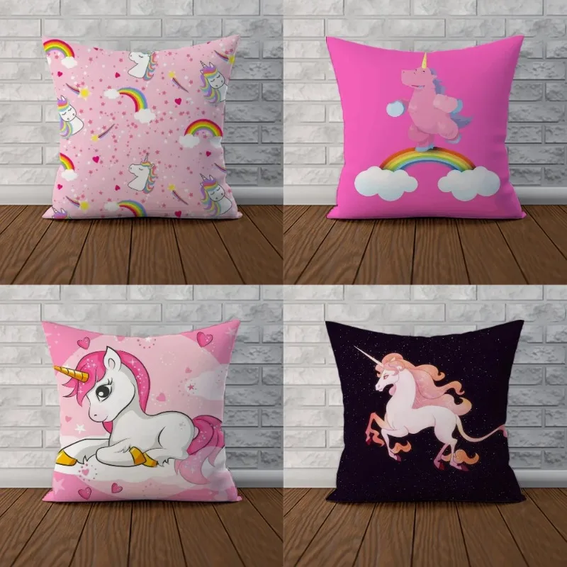 Pink Unicorn Cushion Cover 45*45 Couple Pillow Pillowcases for Pillows 45x45 Cushions Covers Pilow Cases Pillowcase Decor 40x40