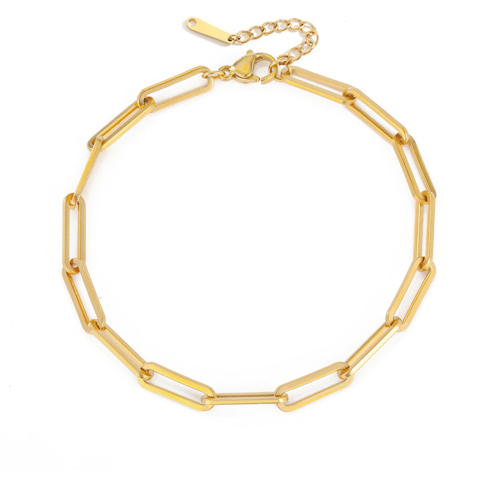 5 / 10 Pack Women Gold Plated Paperclip Chain Anklet Stainless Steel Waterproof Bracelet for Summer Beach Daily Wear Jewelry
