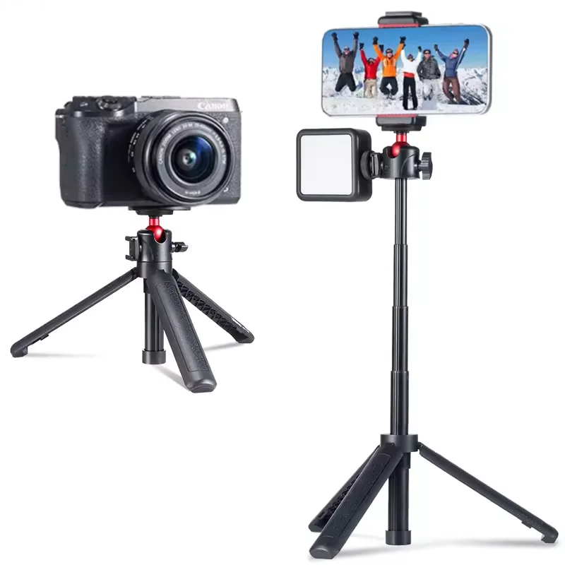Roreta 2025 حامل ثلاثي صغير جديد أسود اللون حامل قابل للطي Monopod Mount 1/4 ''قوس عالمي لـ DSLR Android iPhone الذكي