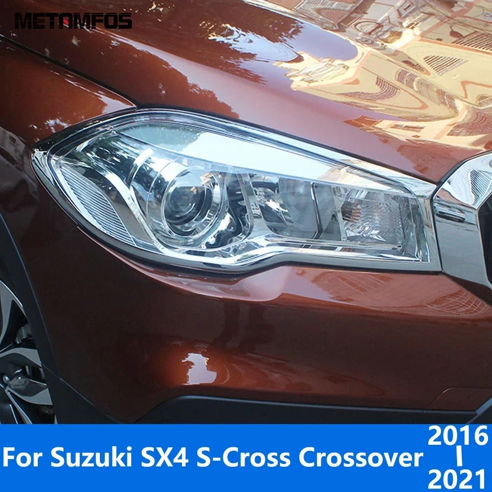 Car Accessories For Suzuki SX4 S-Cross Crossover facelift 2016 2017 2018 2019 2020 2021 Chrome Head Light Lamp Cover Trim Frame