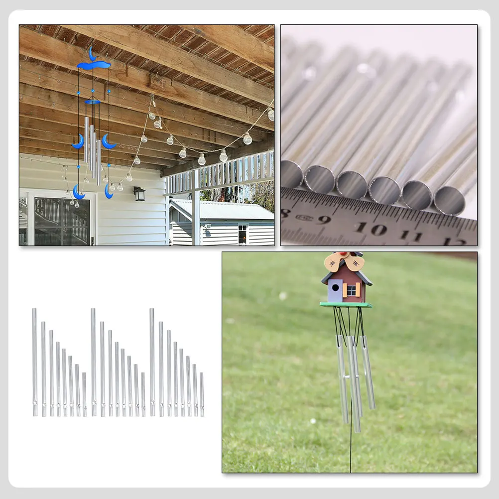 

24Pcs Aluminum DIY Wind Chime Tubes Different Length Metal for Crafting Garden Decoration Sturdy Hanging Pendant Supplies