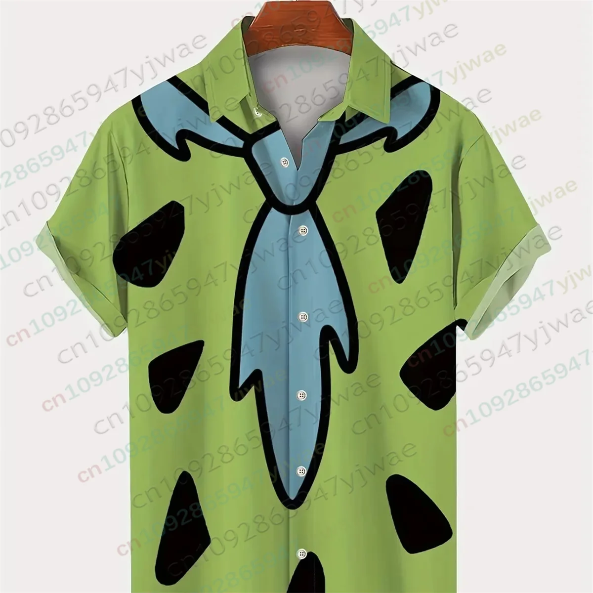 The Flintstones Krawatte Geometrisches Grafik-Shirt Modische Hawaiihemden Knopf-Top Sommer Streetwear Mode Damenkleidung T-Shirt – Detail 7