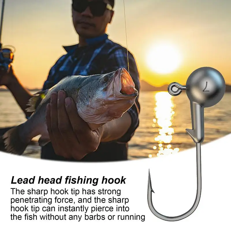 

Lead Head Jigs For Fishing Round Ball Jig Head Hook With Barb 50pcs Reinforced Fishing Tackle For Troutbass Fishing Fishing
