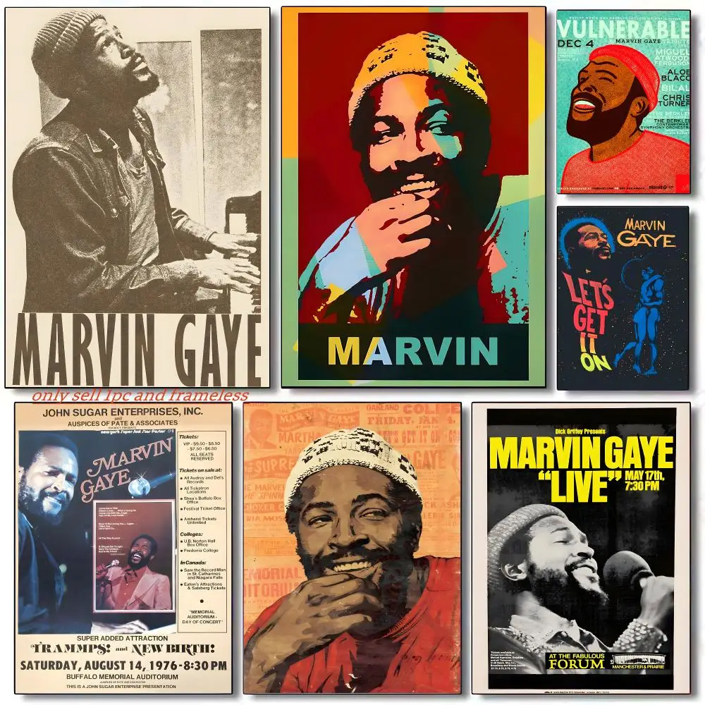 Soul Music Singer M-Marvin Gaye Poster Wall art poster paintings are suitable for clubs living rooms and bedroom