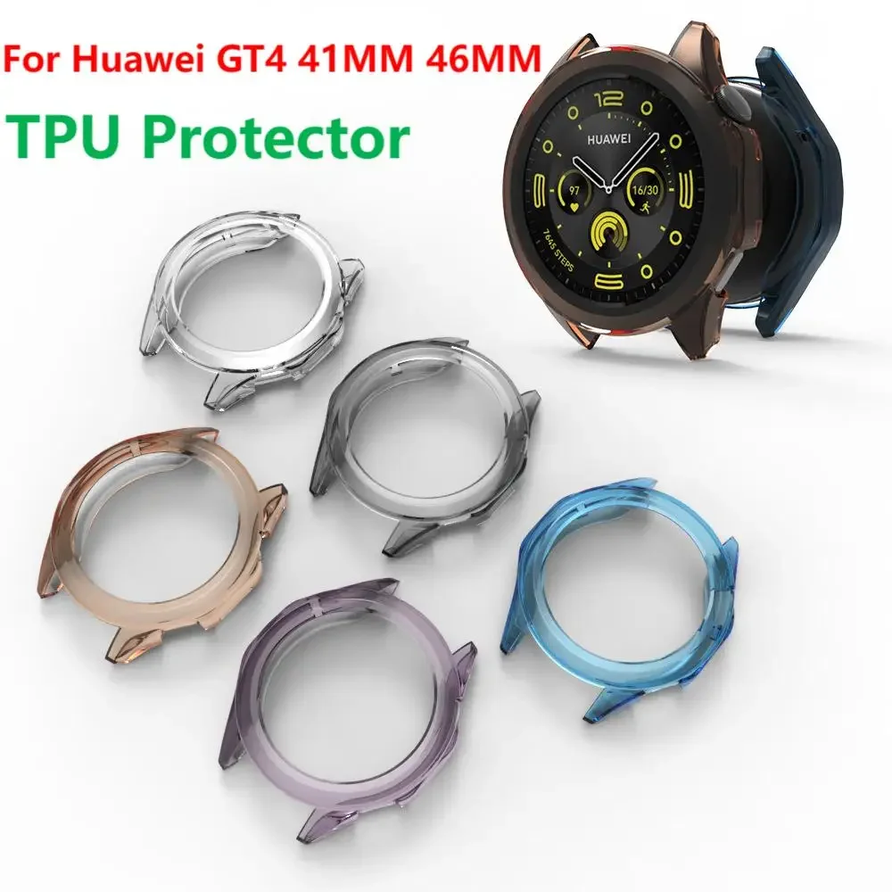 Clear TPU Case Cover For Huawei Watch GT4 41MM 46MM Smart Watch Strap Protective Bumper Protector Shell GT 4 41 46 Accessories