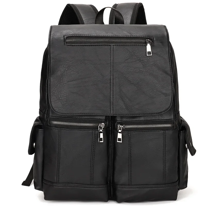 Fashion Luxury Brand Men Backpack Leather School Backpacks Bag Students Waterproof Travel Bag Casual PU Leather Book bag Male 가방