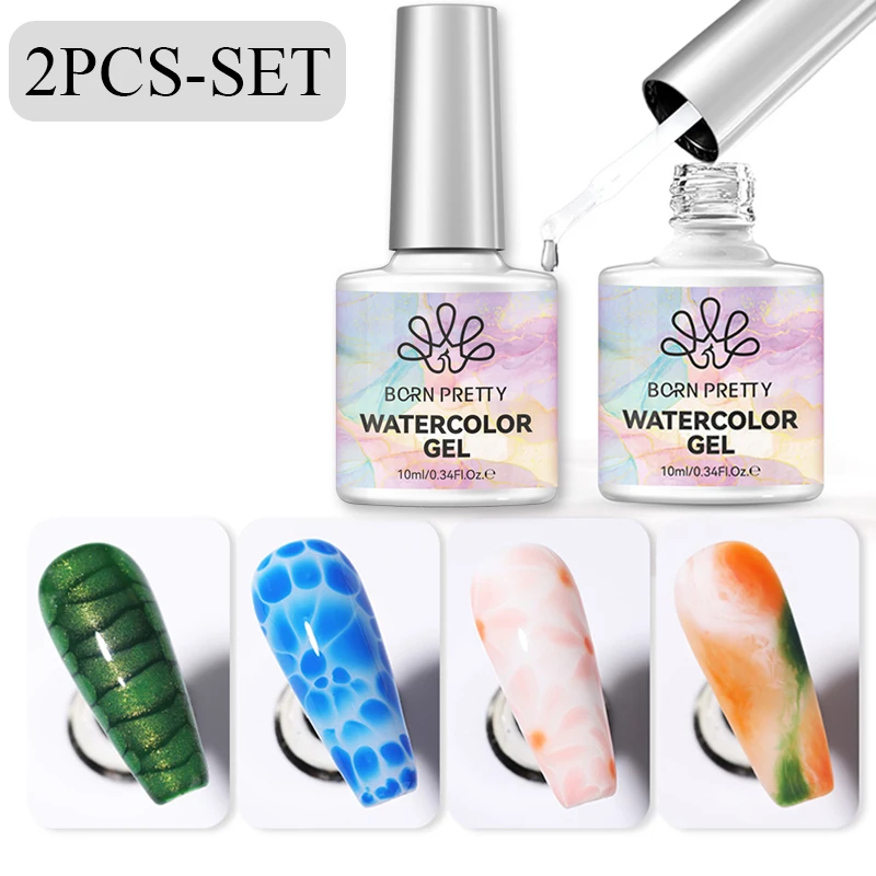 BORN PRETTY 10ml Klarer Blühender Gel-Nagellack Aquarell-Effekt Marmor UV LED Soak-Off Nagelkunst DIY Hybrid-Lack