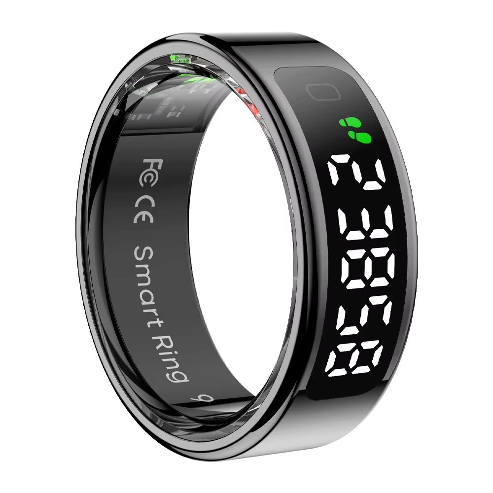

R12 Wireless Charging Smart Ring with Display Screen and Touch, Health Manager, 5 ATM Waterproof For Men Women