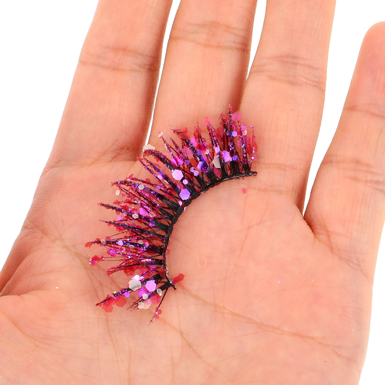 

2 Pairs 3d False Eyelashes Colored Dramatic Glitter Nude Makeup Colorful Colors