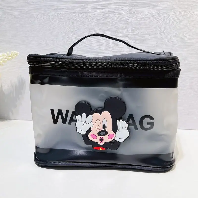 Disney Cartoon Mickey Large-capacity Portable Cosmetic Bag Travel Portable Wash Bag Beauty Waterproof Transparent Storage Bag