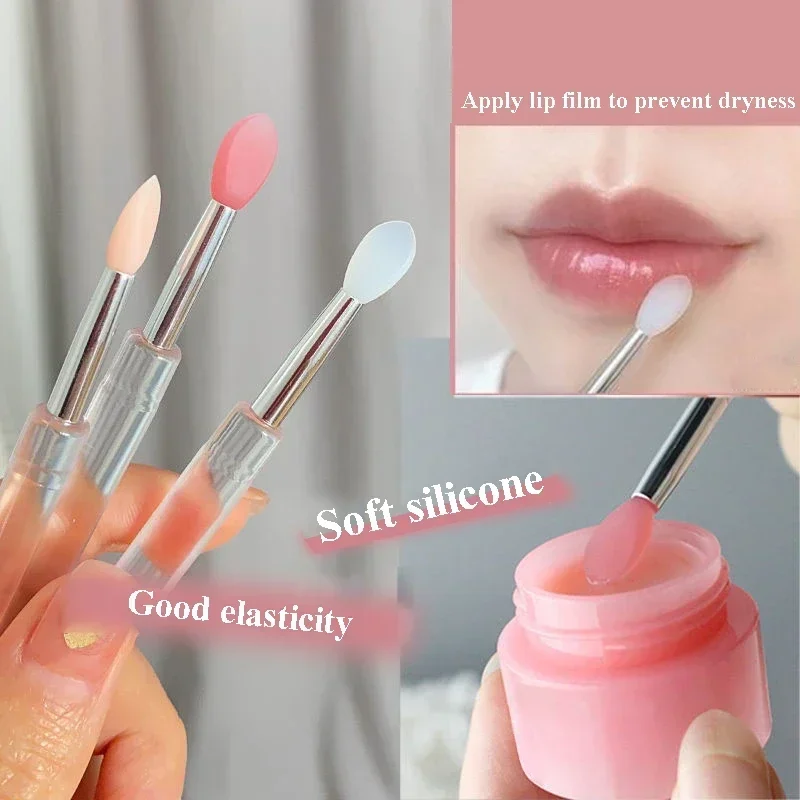 1/2/3PCS Portable Silicone Lip Brush with Cover Soft Lip Makeup Balm Applicator Lipstick Lipgloss Makeup Brushes Face Care Tool