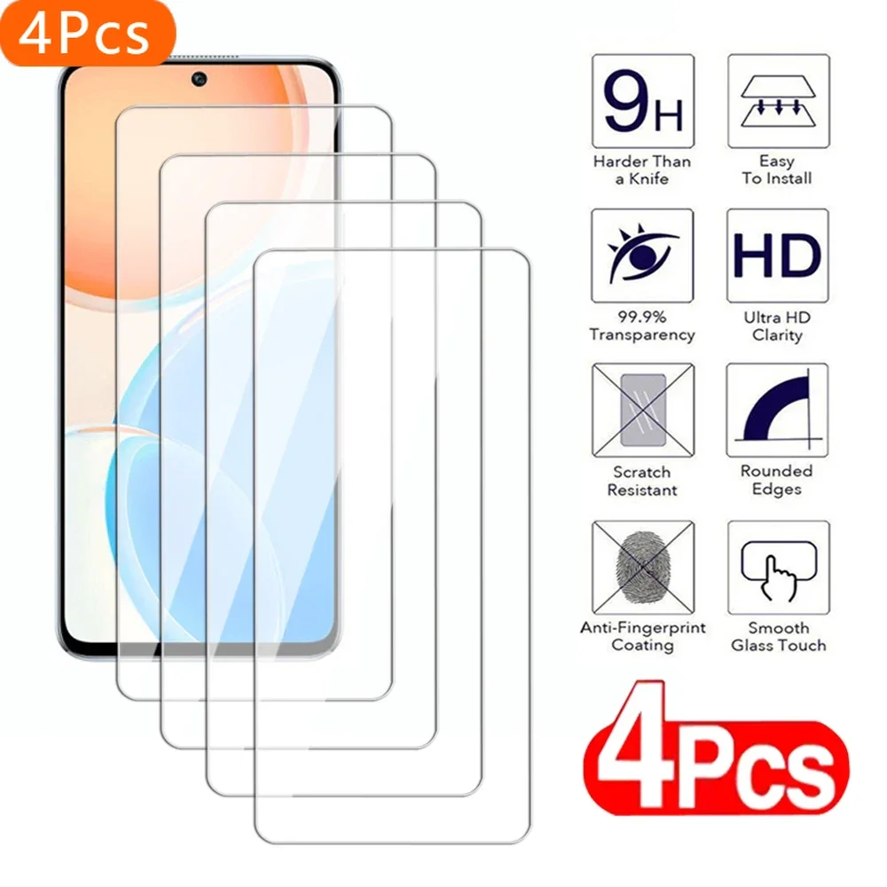 

4Pcs Tempered Glass For Honor X9 X8 X7 X6 4G 5G Screen Protector For Honor X6a X7a X7b X8a X8b Protective Transparent glass Film