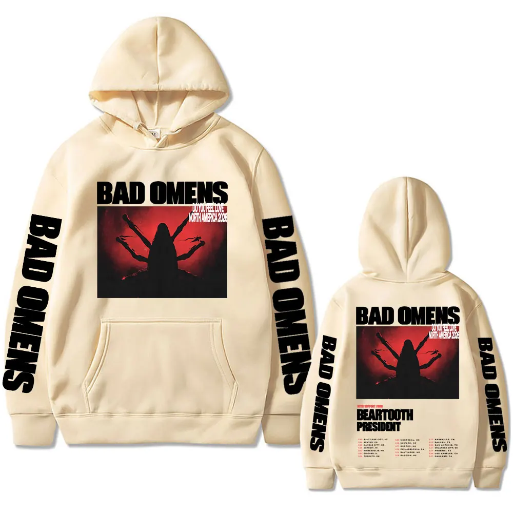 Rock Band Bad Omens Do You Feel Love Tour 2026 Hoodie Men Women Vintage Oversized Sweatshirt Male Hip Hop Gothic Punk Streetwear