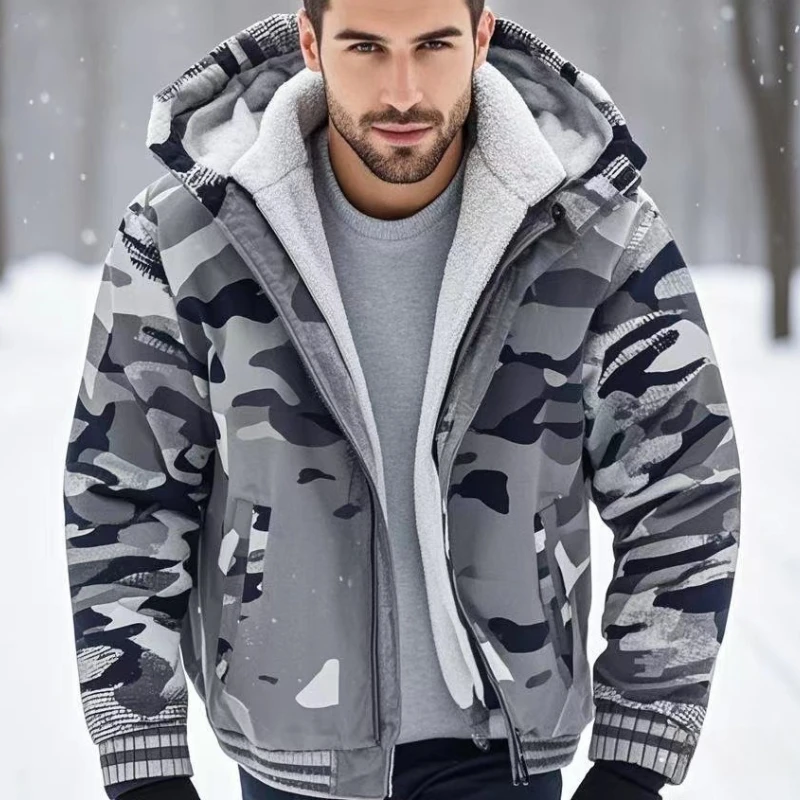 

Мужская камуфляжная куртка на флисовой подкладке, зимние утепленные куртки для мужчин, кардиган с длинными рукавами, мужские повседневные толстовки, уличная одежда, мужские пальто