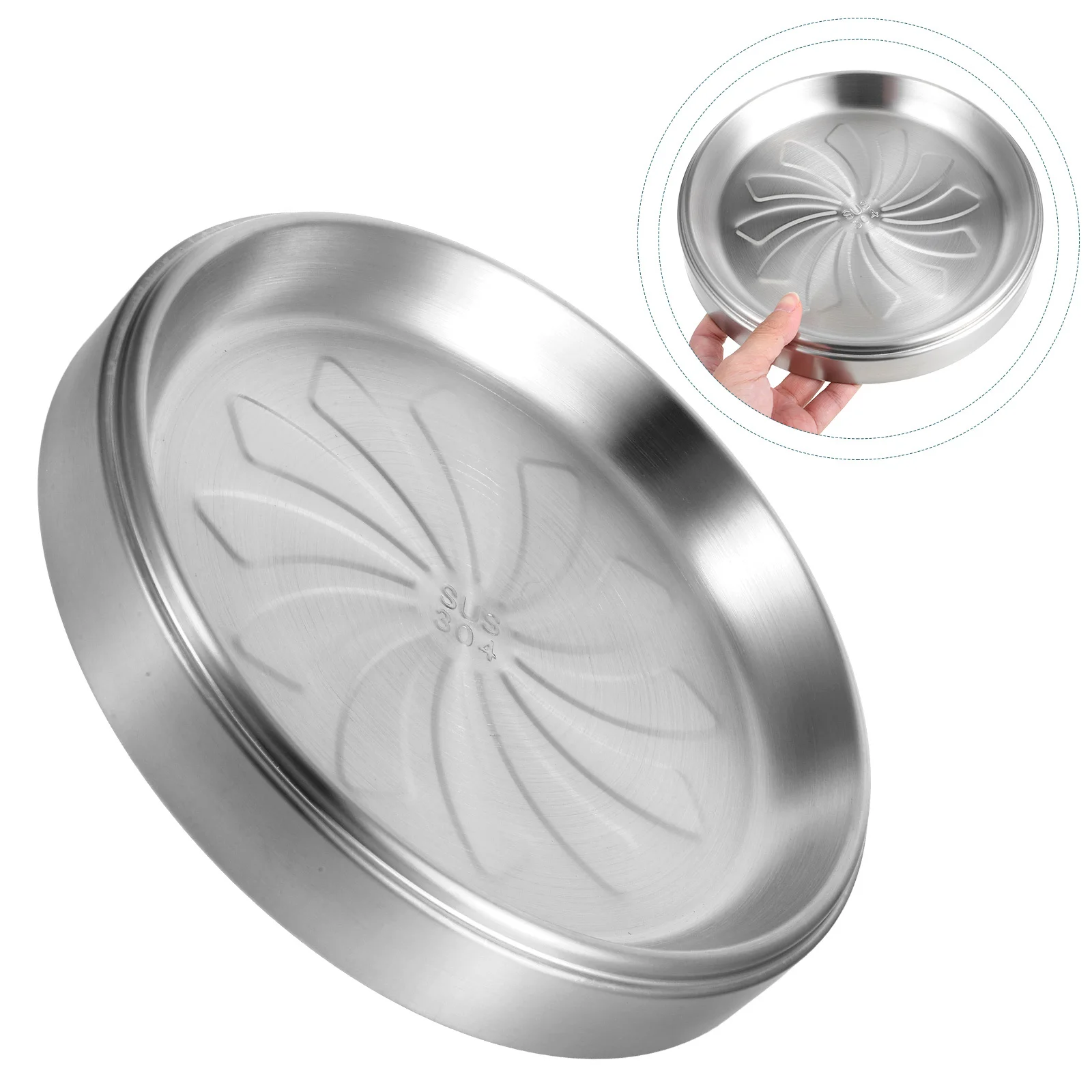 

Thickened Stainless Steel Hot Pot Prep Tray Stackable Round Serving Food Prep Tray Grill Accessory Storage for Bbq Camping