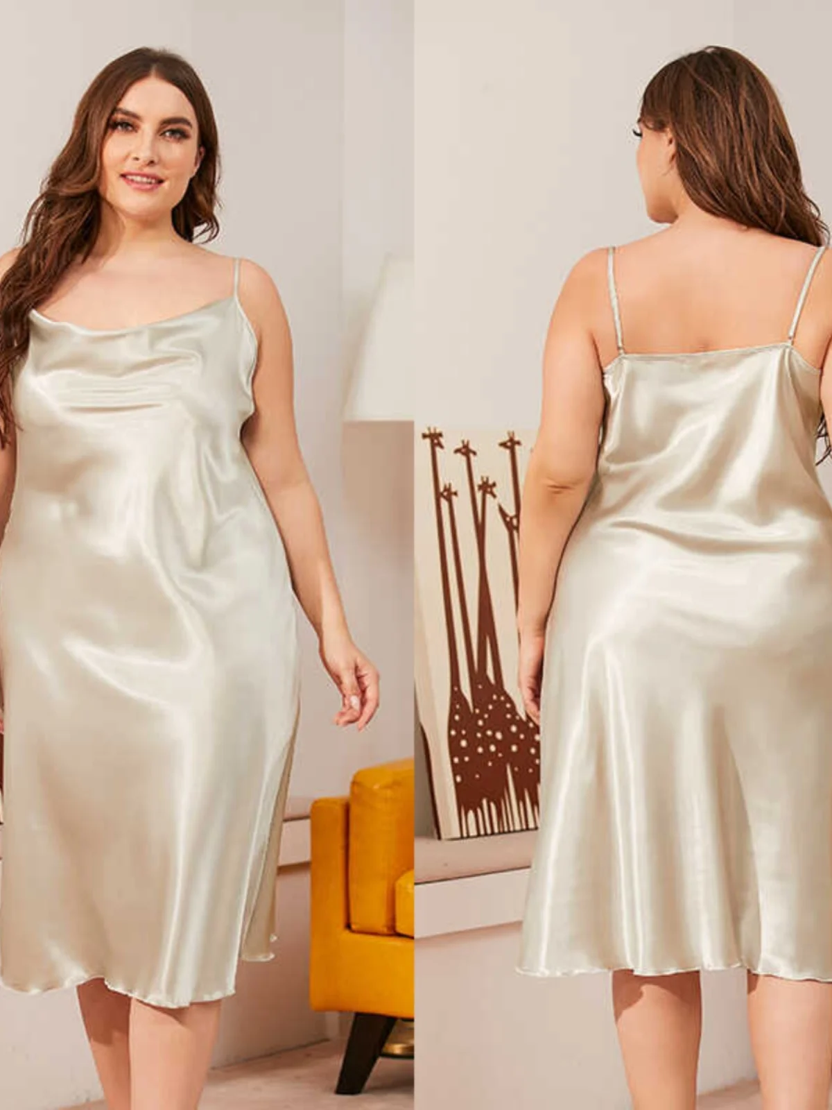 

Ночная рубашка из ледяного шелка больших размеров, сексуальный дизайн с бретелями для полных женщин, летняя домашняя одежда, длинное платье, удобное, большие размеры, Sl...