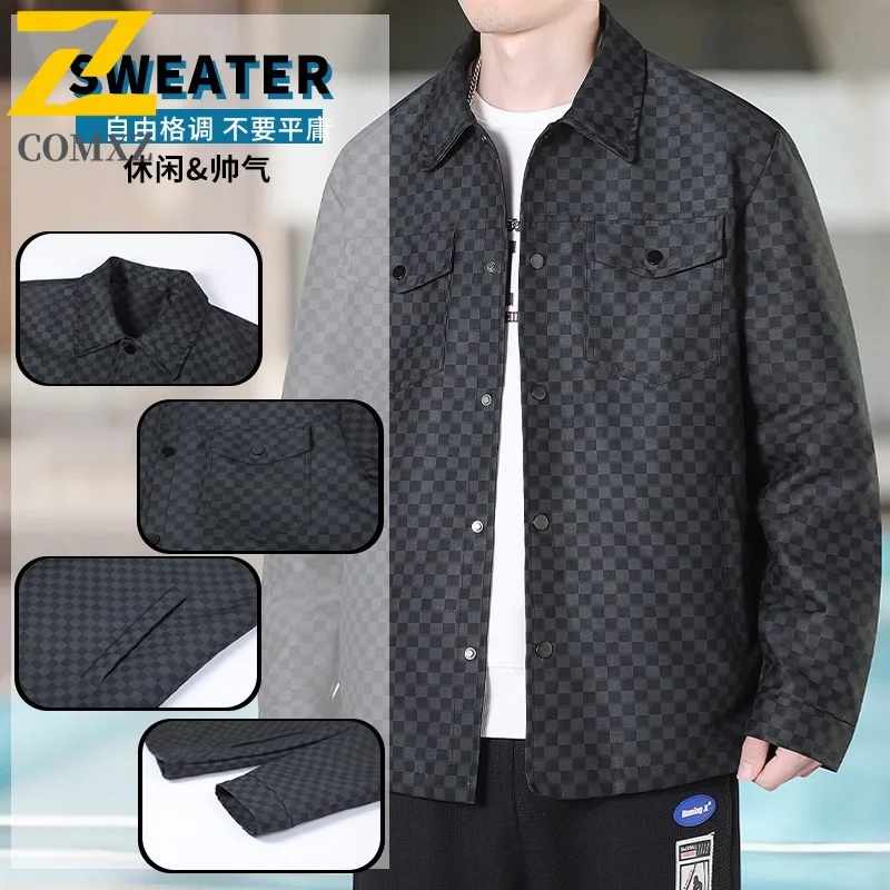

COMXZ Luxurious Jacket Men 2025 New Trendy Turndown Collar Travel Sunscreen Coat Outdoor Camping Windproof Autumn Jackets