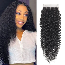 Yyong 4X4 Lace Closure Brazilian Kinky Curly Hair 100% Remy Human Hair Lace Closure Can Be Bleached Knots Natural Hairline