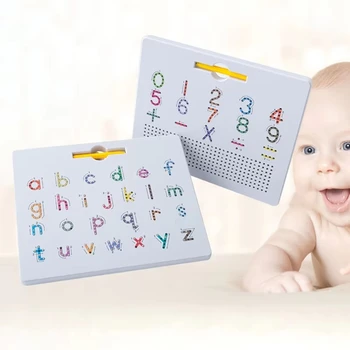 Magnetic letters board double sided colorful alphanumeric steel ball magnetic drawing board 2 in 1 alphanumeric tracing board