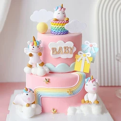 Unicorn Cake Topper White Cloud Cupcake Topper Kids 1st Birthday Cake Decor Baby Shower Girl Favors Cake Decorating