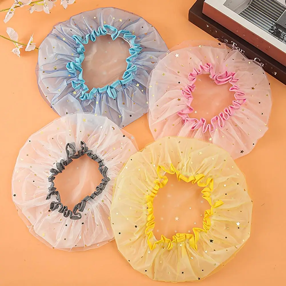 샤워 캡, 재사용 가능한 방수 탄성 목욕 캡 대형 샤워 캡, 여성용 머리 보호 샤워 욕실 가정용