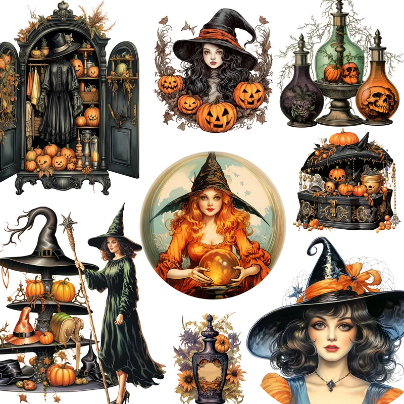 Halloween Witch Stickers Crafts And Scrapbooking stickers kids toys book Decorative sticker DIY Stationery