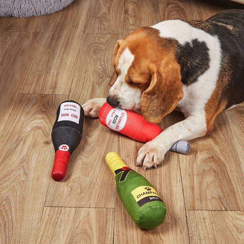 

Realistic Wine Bottle Dog Toy Series with Sound Paper BBs Chew Toy for Dogs Ready-to-Use Interactive Pet Play