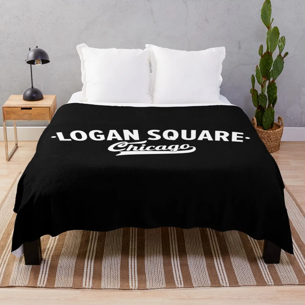 Logan Square Chicago Minimal Logo Design - Chicago Neighborhood Series Throw Blanket Luxury Throw Plush Flannels Blankets