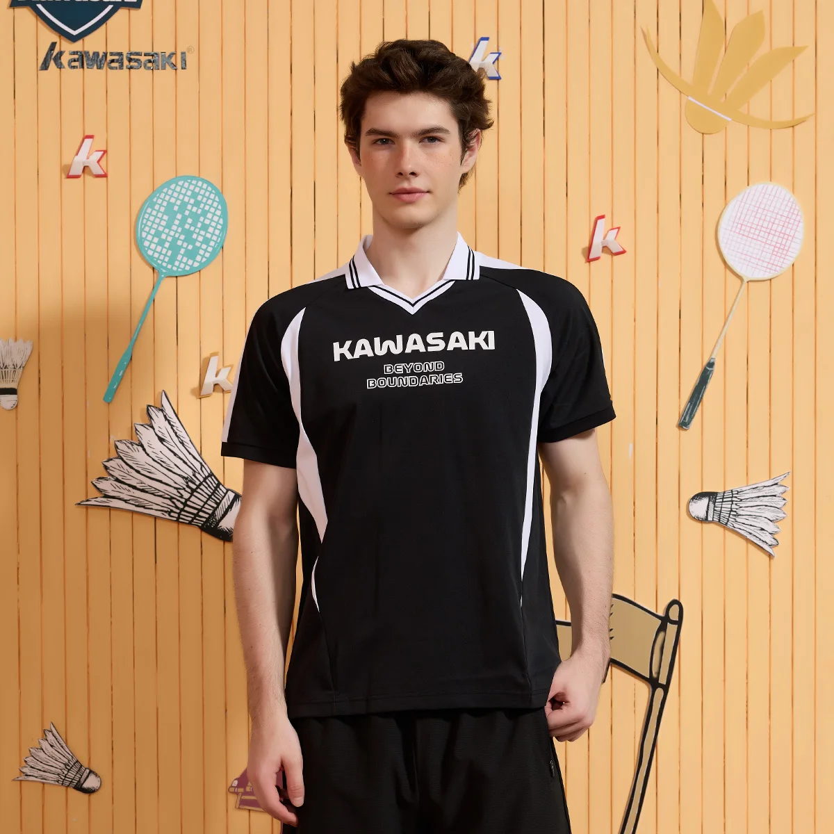 

Kawasaki 2026 Brand New Men Tennis Badminton Uniforms Competition Clothing Quick Drying Sports Short-sleeved T-shirt Shorts