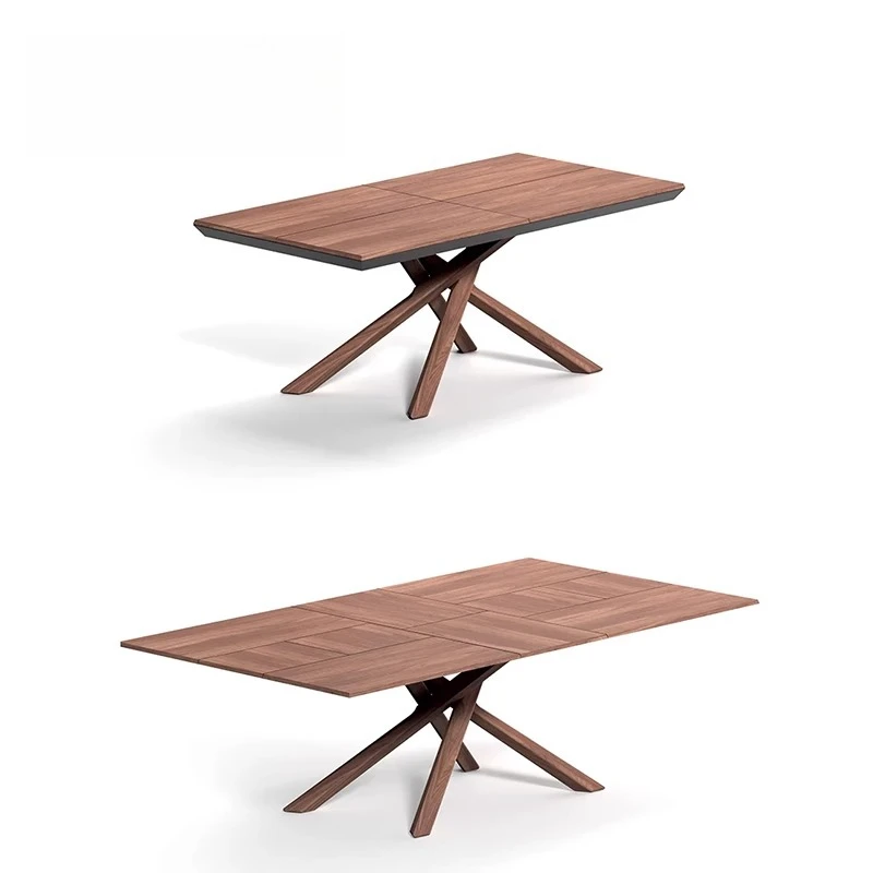 

Solid wood retractable dining table folding eating table small household 2024 new ash wood large board table rectangular