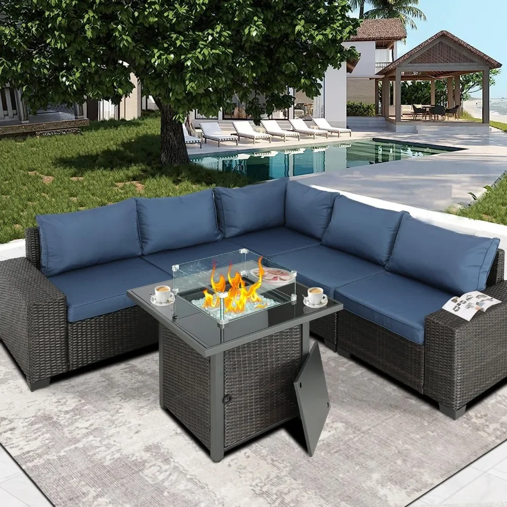 Outdoor Furniture Patio Furniture Sets Conversation Sets Sectional Sofa Couch Wicker Rattan Balcony Furniture for Lawn,Garden